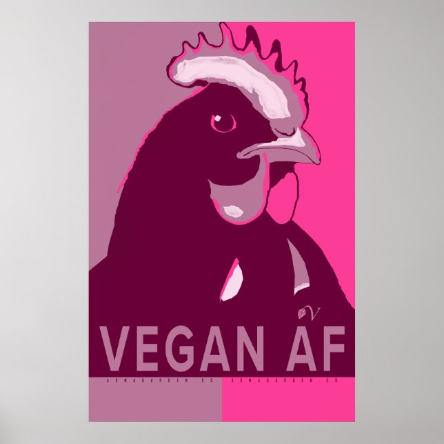 Poster de poulet Vegan AF Pink Camo Pop Art (Devant)
