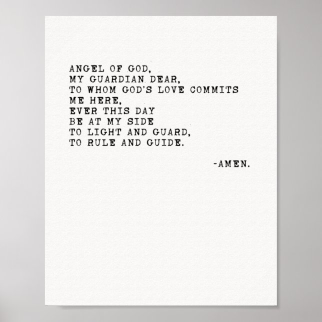Poster de prière de l'Ange de Dieu (Devant)