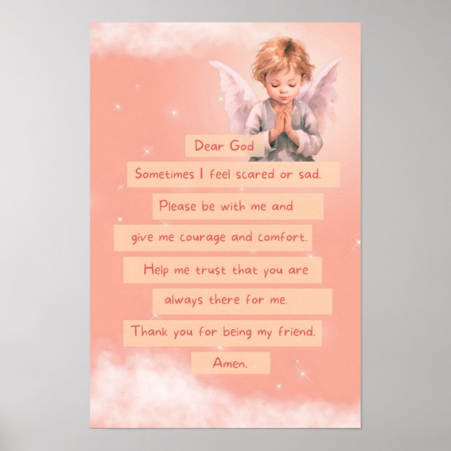 Poster de prière pour enfants Pink Courage (Devant)