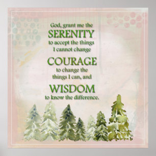 Poster de prière Serenity Pine Trees verts