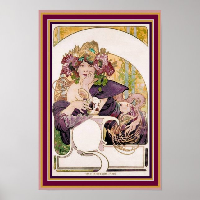 Poster de pub Alphonse Mucha - Chocolat Idéal 13 x (Devant)