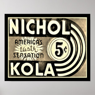 Poster de publicité de Nichol Kola vintage