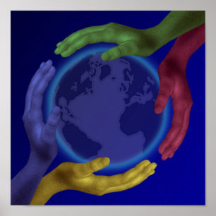 Poster de quatre mains sur Terre