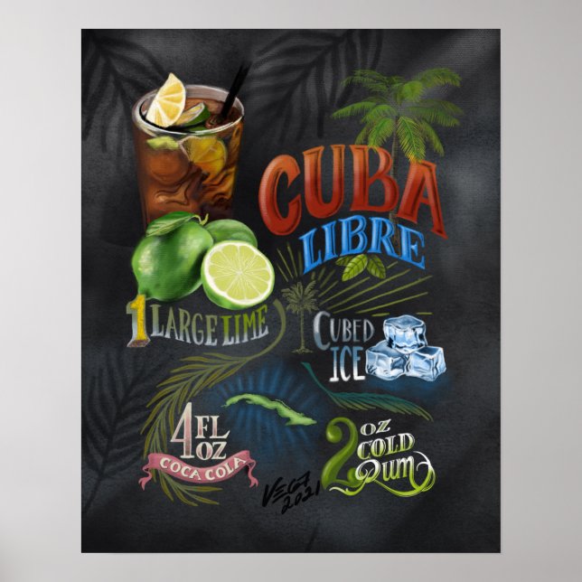 Poster de recettes Cuba Libre (Devant)
