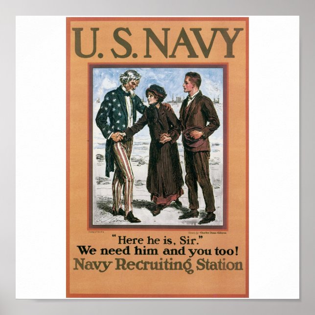 Poster de recrutement de l'ancienne marine vers 19 (Devant)