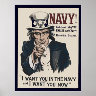 Poster de recrutement de l'oncle vintage Sam Navy 