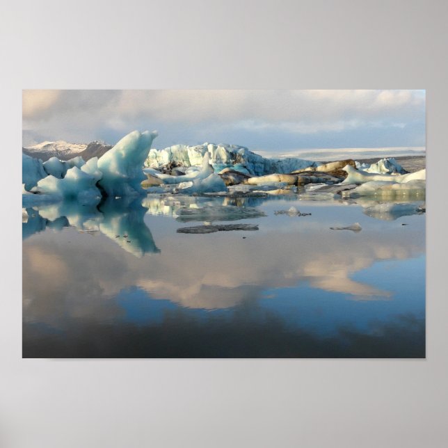 Poster de réflexion du lac de Jokulsarlon (Devant)