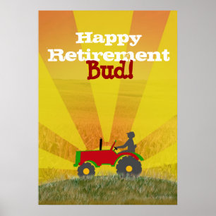 Poster de retraite de tracteur rouge ou vert