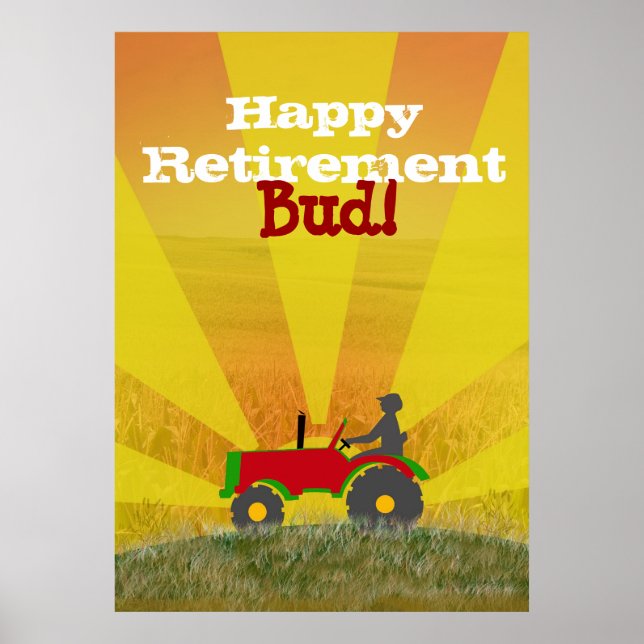 Poster de retraite de tracteur rouge ou vert (Devant)
