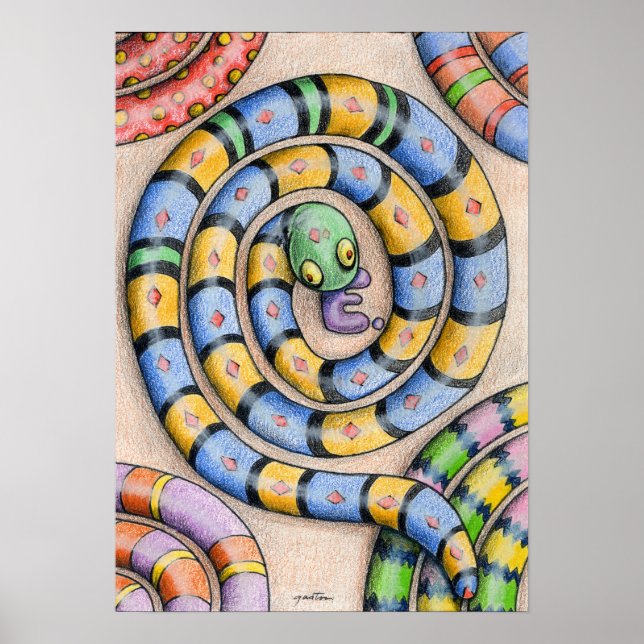 Poster de serpent Alphabet de Denis Gaston Art (Devant)