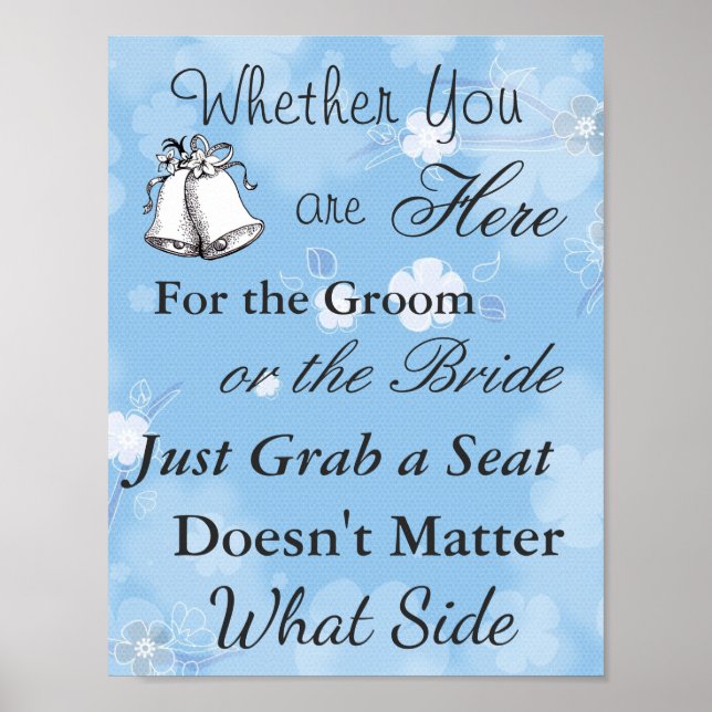 Poster de siège pour Mariage, Floral Blue Theme (Devant)