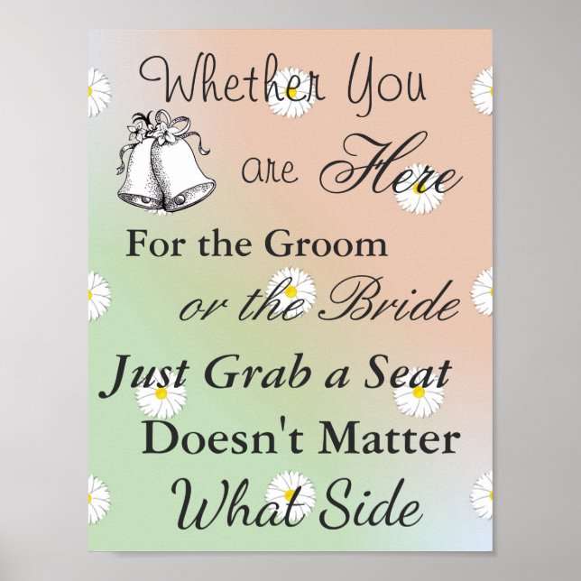 Poster de siège pour Mariage, Peach Green Daisy (Devant)
