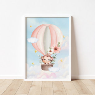 Poster de singe de Baby Ballon Hot Air