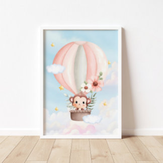Poster de singe de Baby Ballon Hot Air