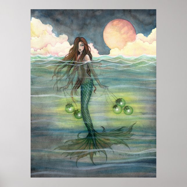 Poster de sirène "Mer illuminée" par Molly Harriso (Devant)