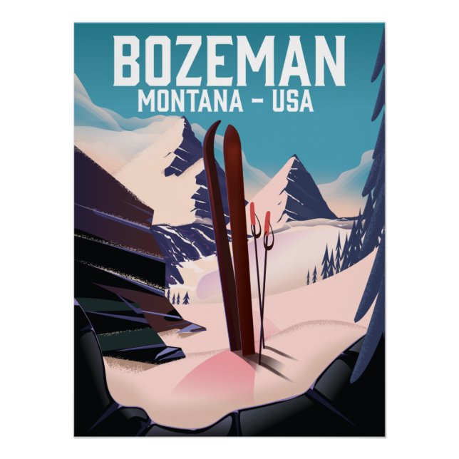 poster de ski Bozeman Montana (Devant)