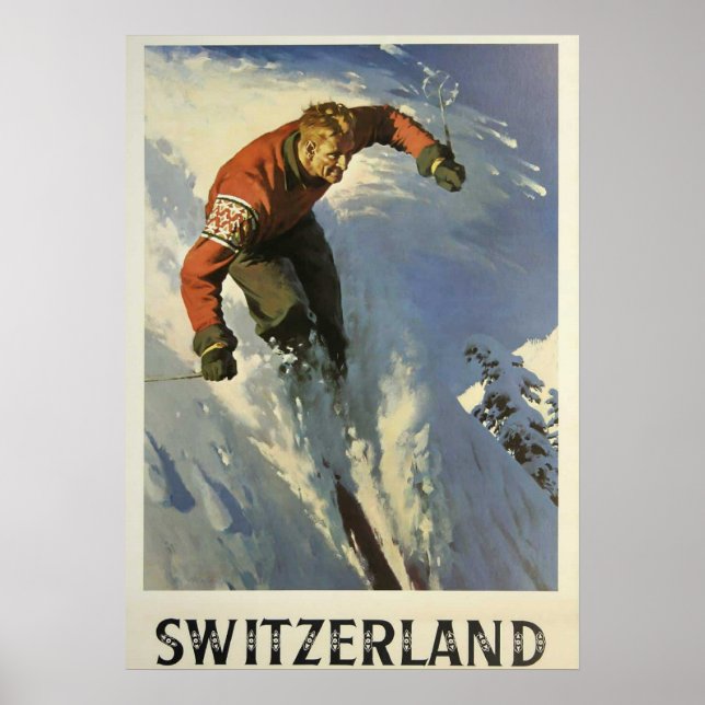Poster de ski Suisse vintage (Devant)