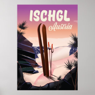 Poster de ski vintage Ischgl Austria.