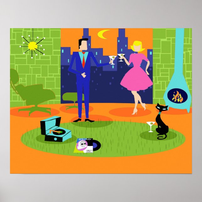 Poster de soirée romantique rétro (Devant)