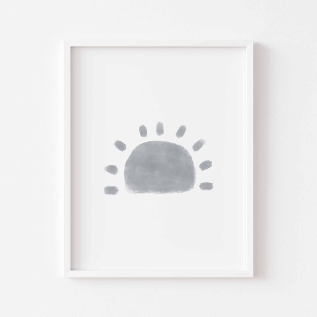 Poster de soleil minimaliste en bois d'aquarelle (Créateur téléchargé)