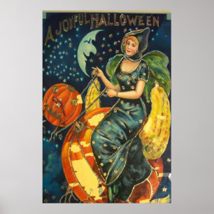 Poster de sorcière Halloween vintage