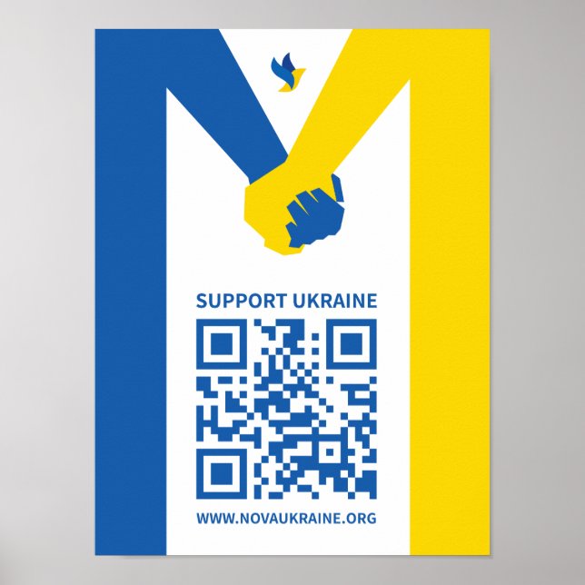 Poster de soutien à l'Ukraine QR (Devant)