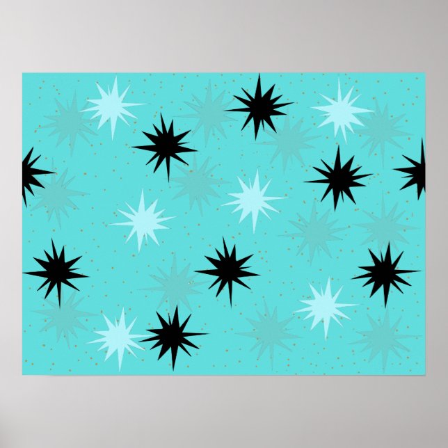 Poster de Starbursts Turquoise atomique (Devant)