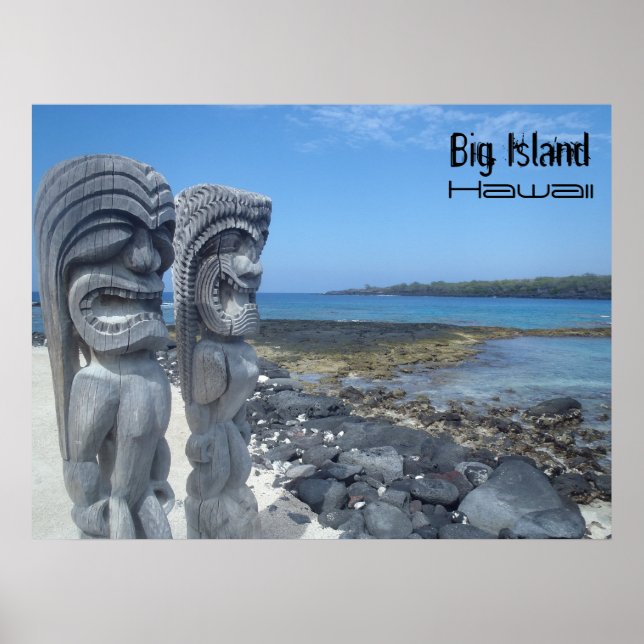 Poster de statues tiki de Big Island Hawaii (Devant)