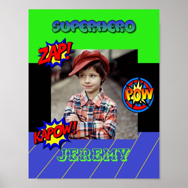 Poster de super-héros personnalisé pour petit garç (Devant)