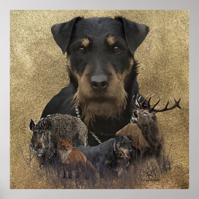 Poster de tapisserie Jagdterrier allemand imprimé  (Devant)