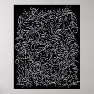 Poster de tatouage Tribal Oriental Argent