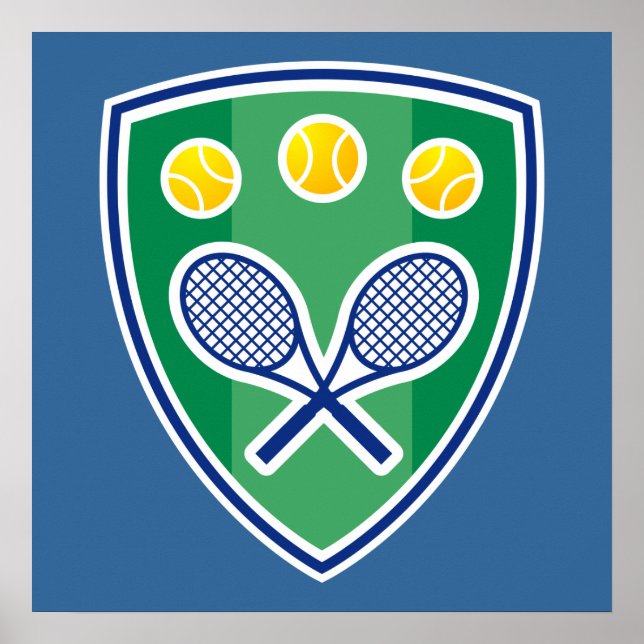 Poster de tennis avec emblème de raquette de tenni (Devant)