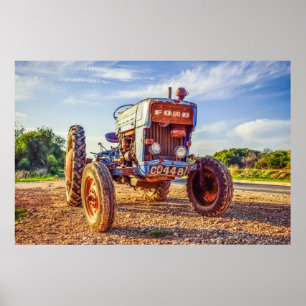 Poster de terrain de la ferme Vintage Tracteur