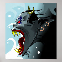 Poster de tête de démon à cornes