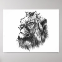 Poster de tête Lions noir et blanc
