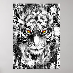 Poster de tigres   Tiger   Noir et blanc