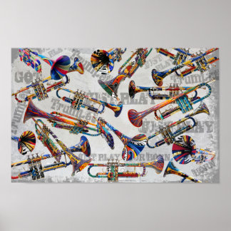 Poster de trompette coloré de Juleez, Trumpet Art