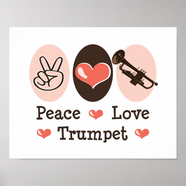 Poster de trompette Peace Love (Devant)