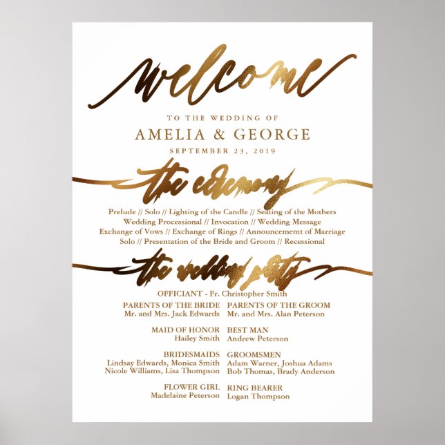 Poster de typographie de script Gold Elegant (Devant)