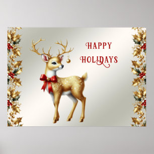Poster de vacances Gold Reindeer