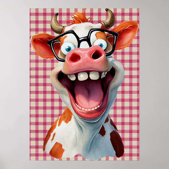 Poster de vache drôle avec téléchargement instanta (Devant)