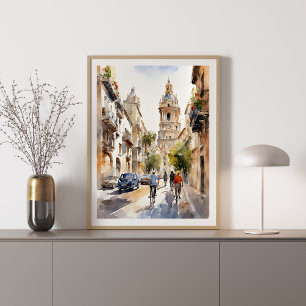Poster de Valence en Espagne Watercolor