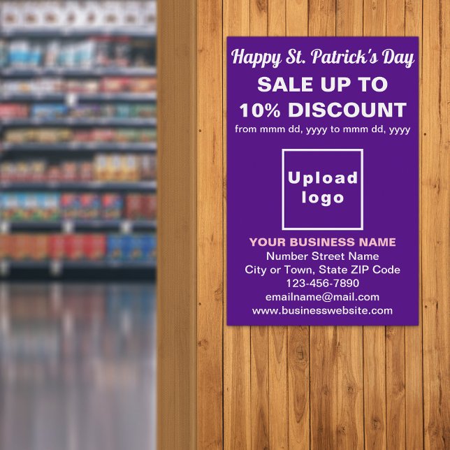 Poster de vente d'affaires de la journée St. Patri (Purple St. Patrick's Day business sale poster)