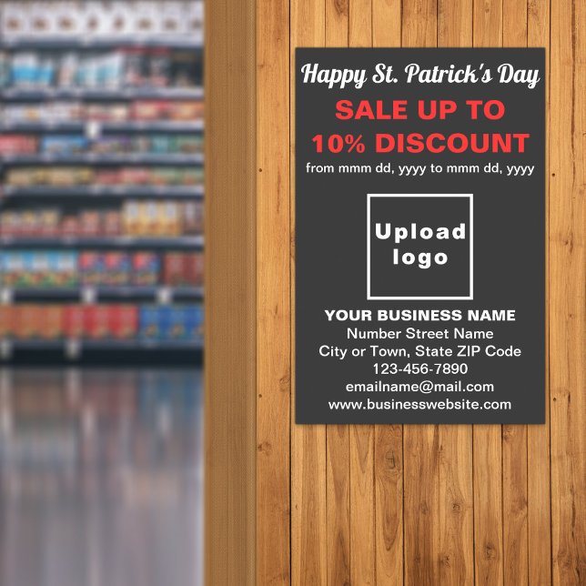 Poster de vente d'affaires de la journée St. Patri (Black St. Patrick's Day business sale poster)