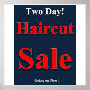 Poster de vente de coupure de cheveux de deux jour