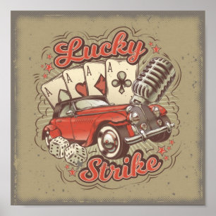 Poster de vintage Las Vegas Lucky Strike