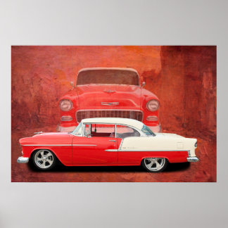 Poster de voiture classique 1955 1956 Chevy 55 56