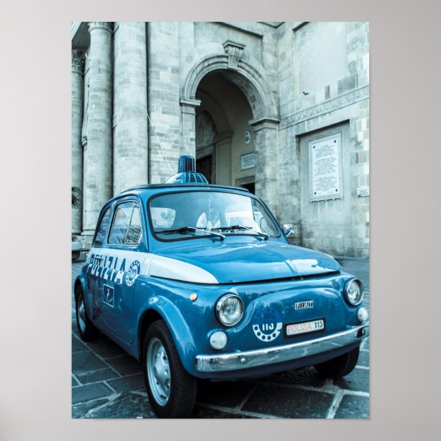 Poster de voiture de police Fiat 500, Cinquecento, (Devant)