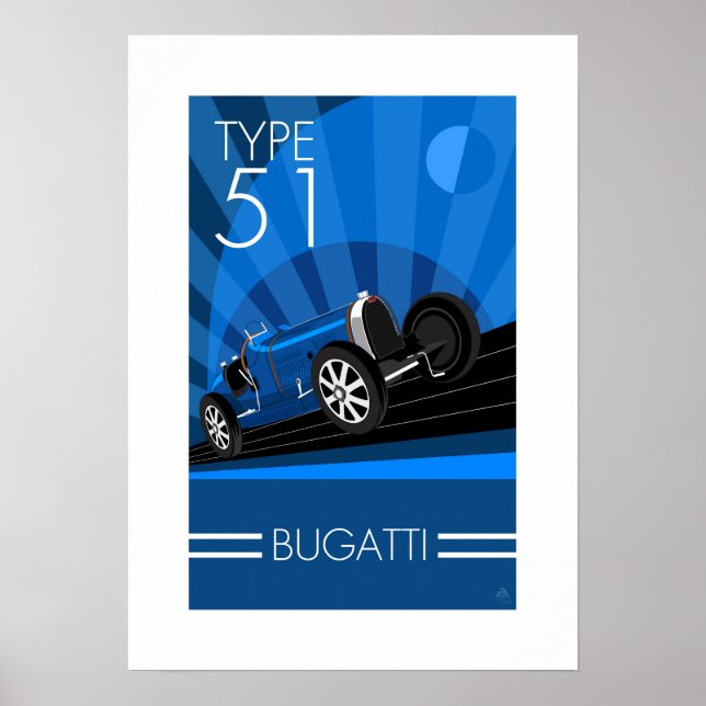 Poster de voiture de style Art déco Buggatti (Devant)