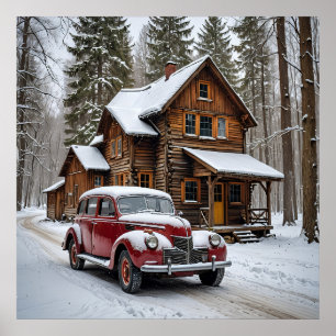 Poster de voiture d'hiver